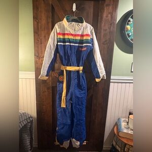 Tipsy Elves Blue Ski & Snowboard Suit with Multicolor Stripes